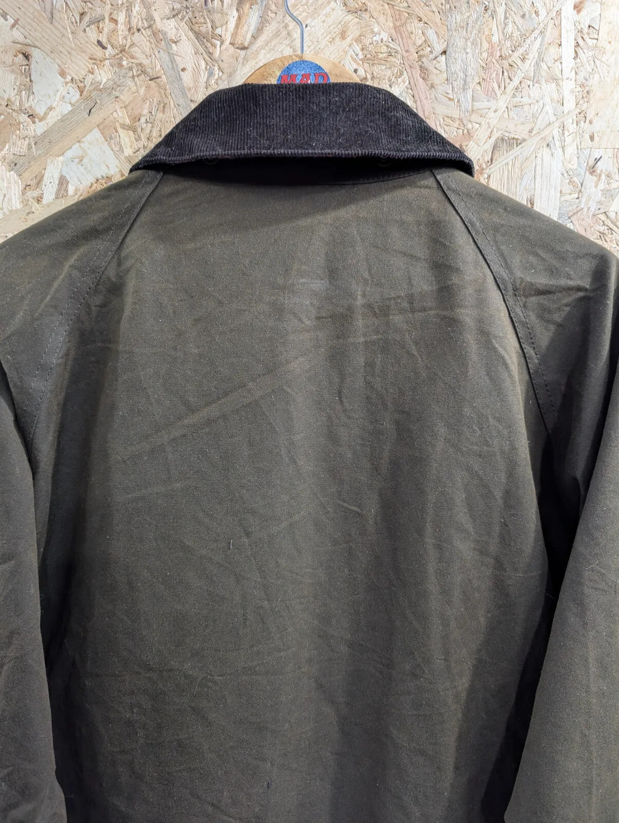 Barbour Acorn Wax Jacket Womens UK20 Olive Waxed Cotton Corduroy Collar Tartan