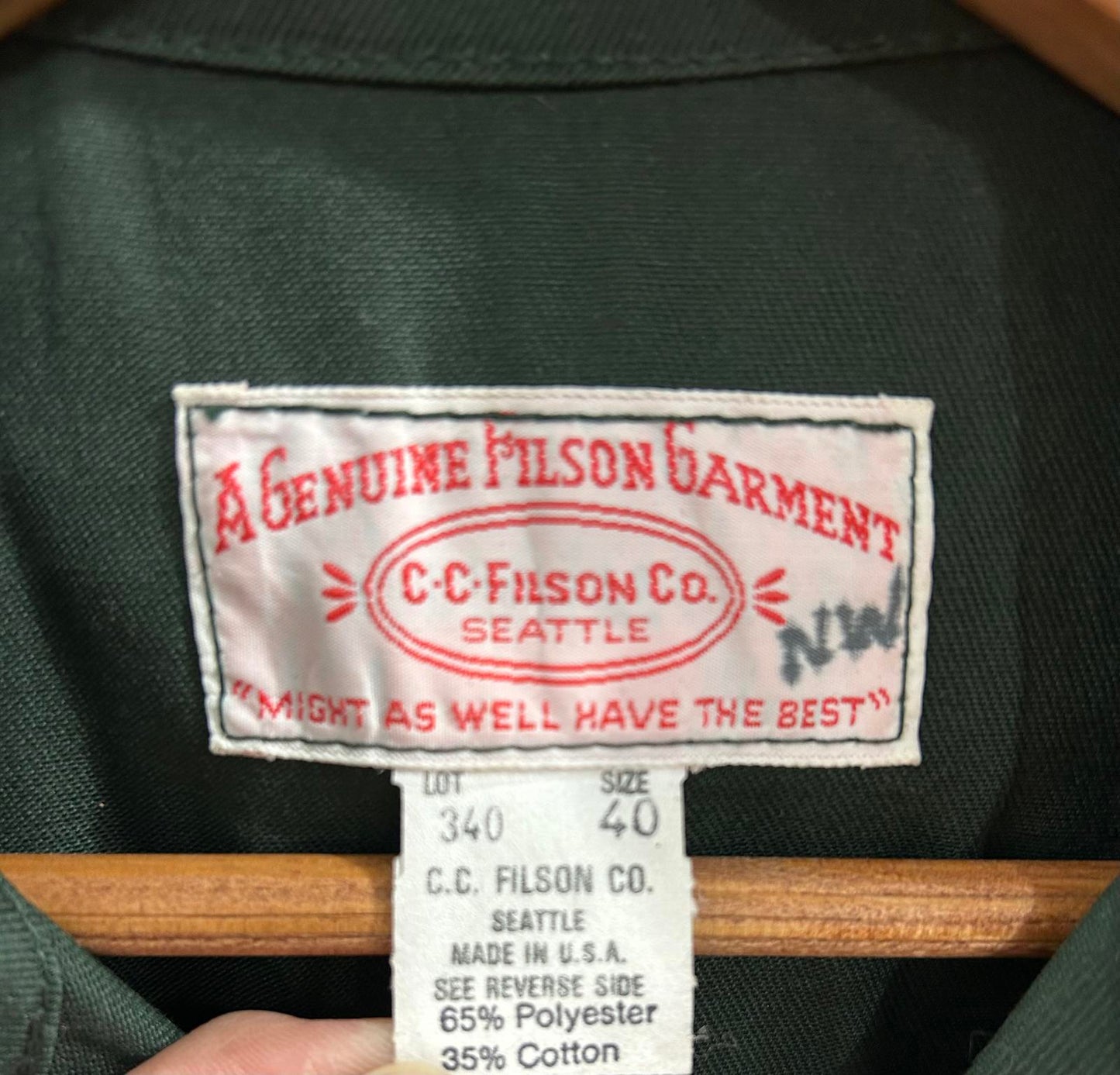 Filson Forest Service DOA Cloth Cruiser 40 Medium Jacket Green Made In USA