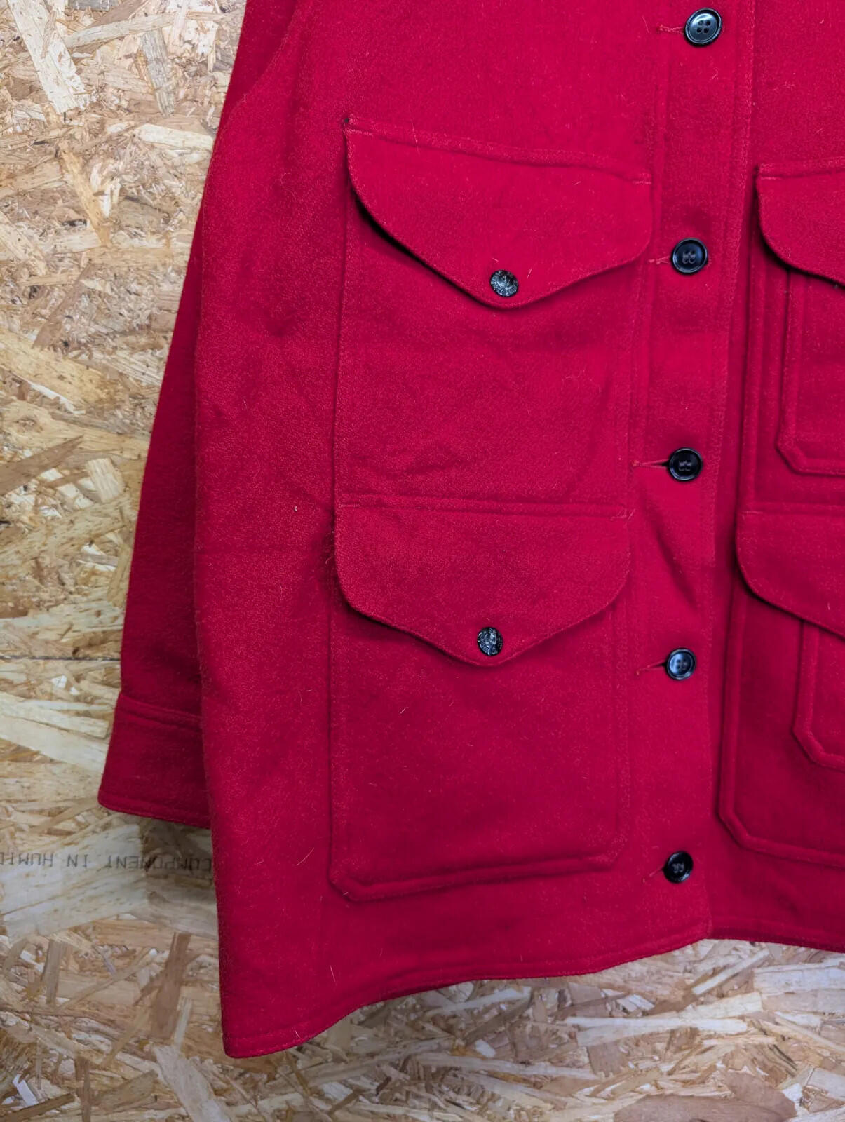 Filson Cruiser Wool Jacket Women Size 14 Red Large Button Mackinaw Pockets USA