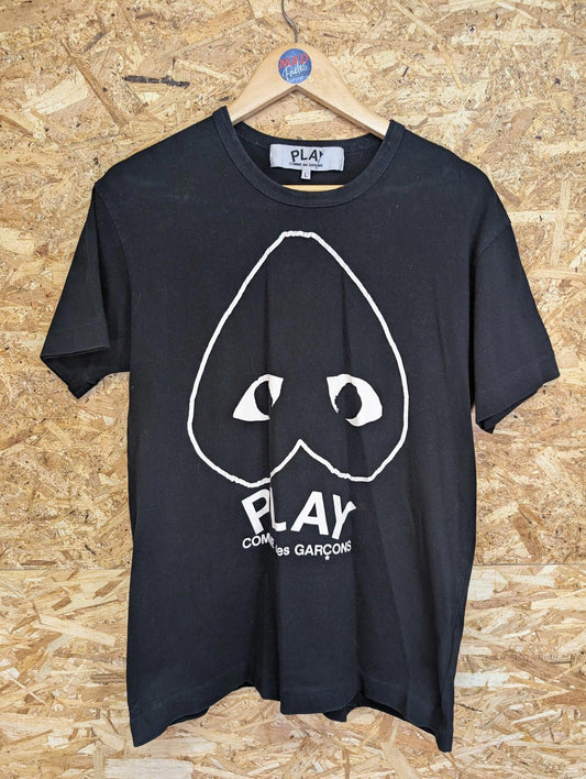 Comme des Garçons PLAY T-Shirt Large Men Inverted Heart Outline Black Cotton