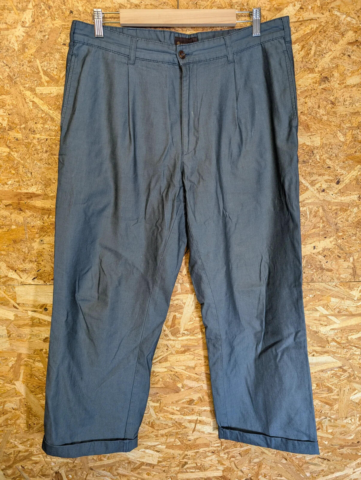 Mulberry Trousers Mens W34 L29 Grey Teal Blue Twill Tailored Relaxed Oi Polloi