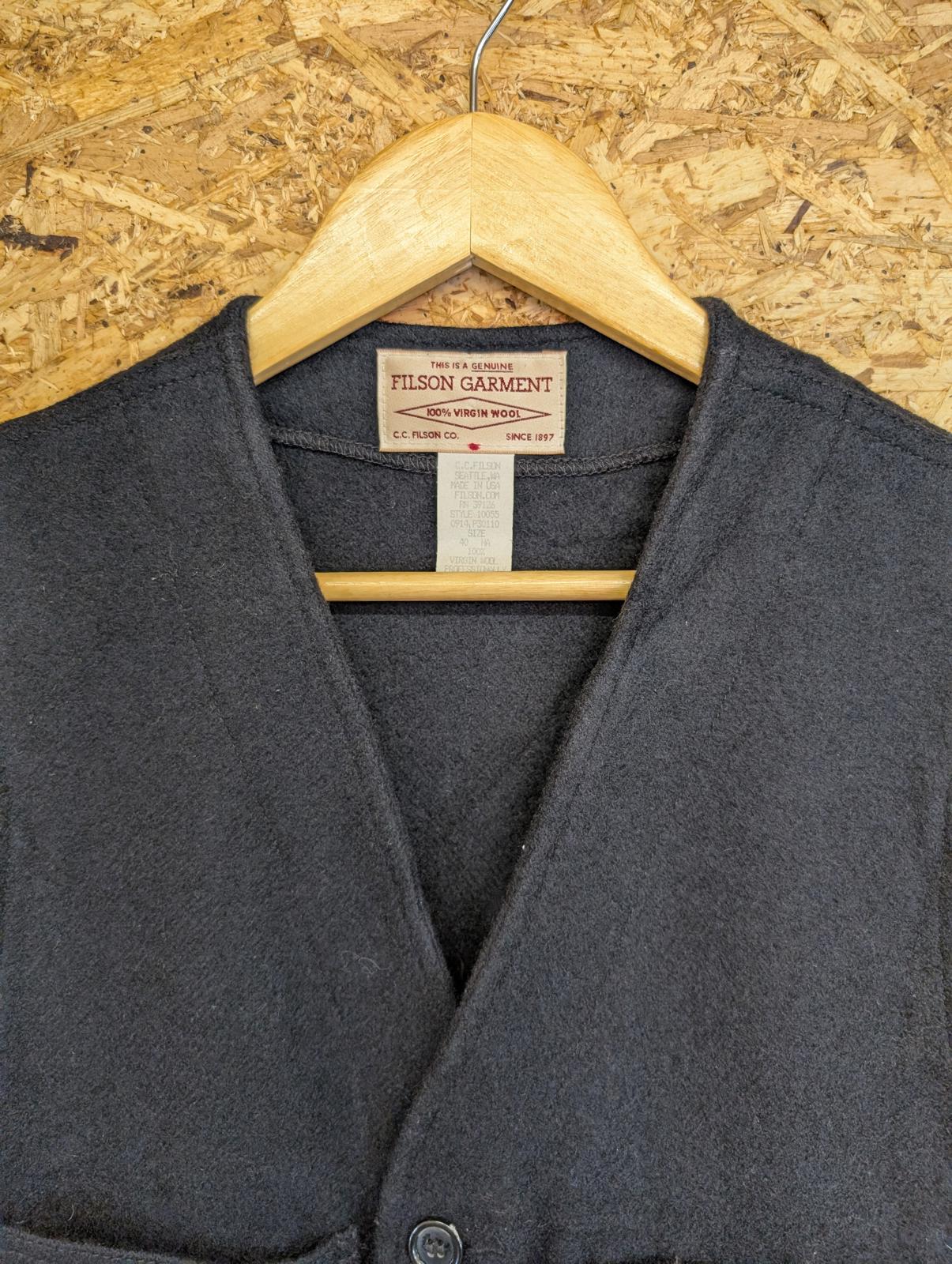 Filson Medium 40 Mackinaw Vest Navy Blue Wool Waistcoat Gilet Body Warmer