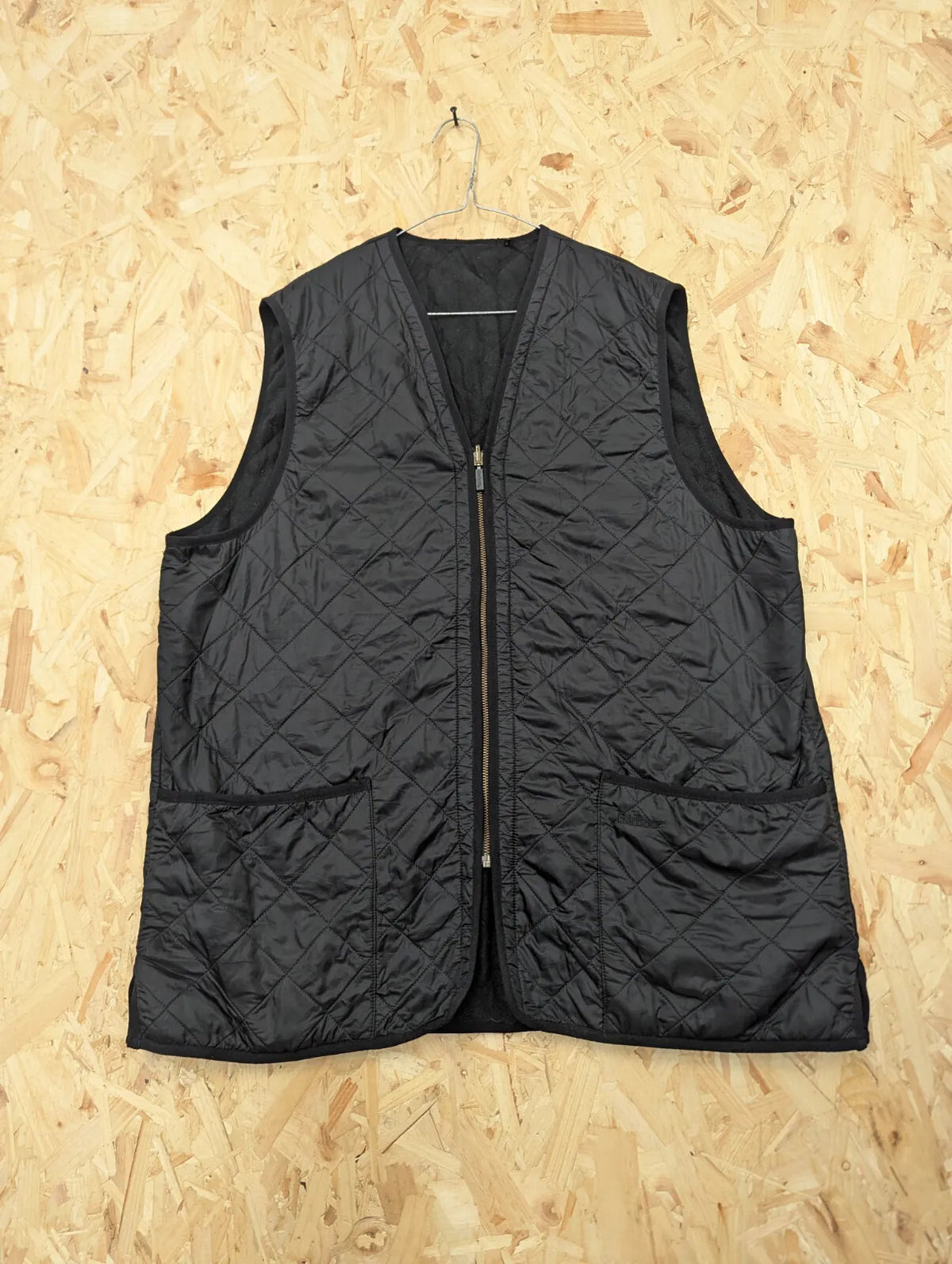 Barbour Gilet Vest Mens XL Black Polyamide Diamond Quilted Fleece Lined Polar