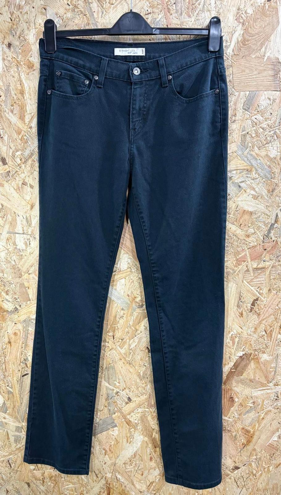 Levis 505 Jeans W30 L34 Women Straight Leg Stretch Denim Navy Blue Zip Fly