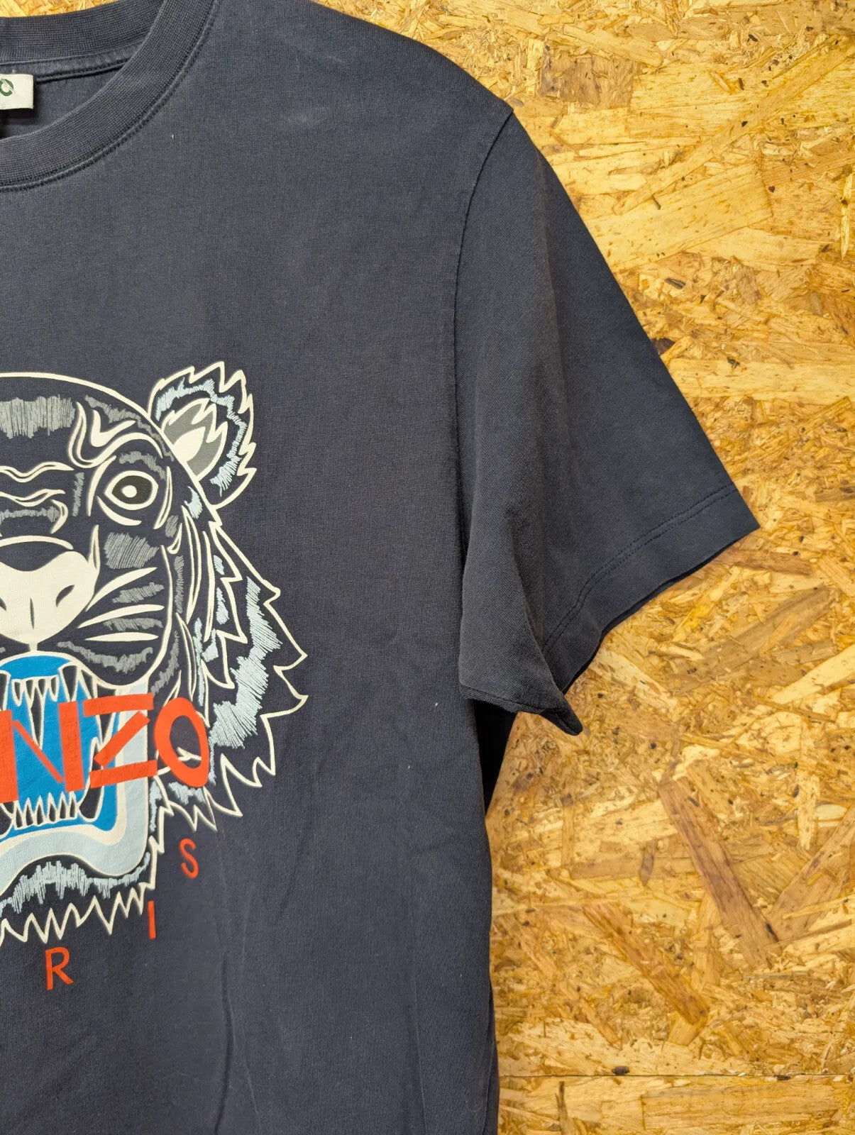 Kenzo Crew Neck T Shirt Mens Medium Navy Blue Cotton Tiger Graphic Short Sleeve