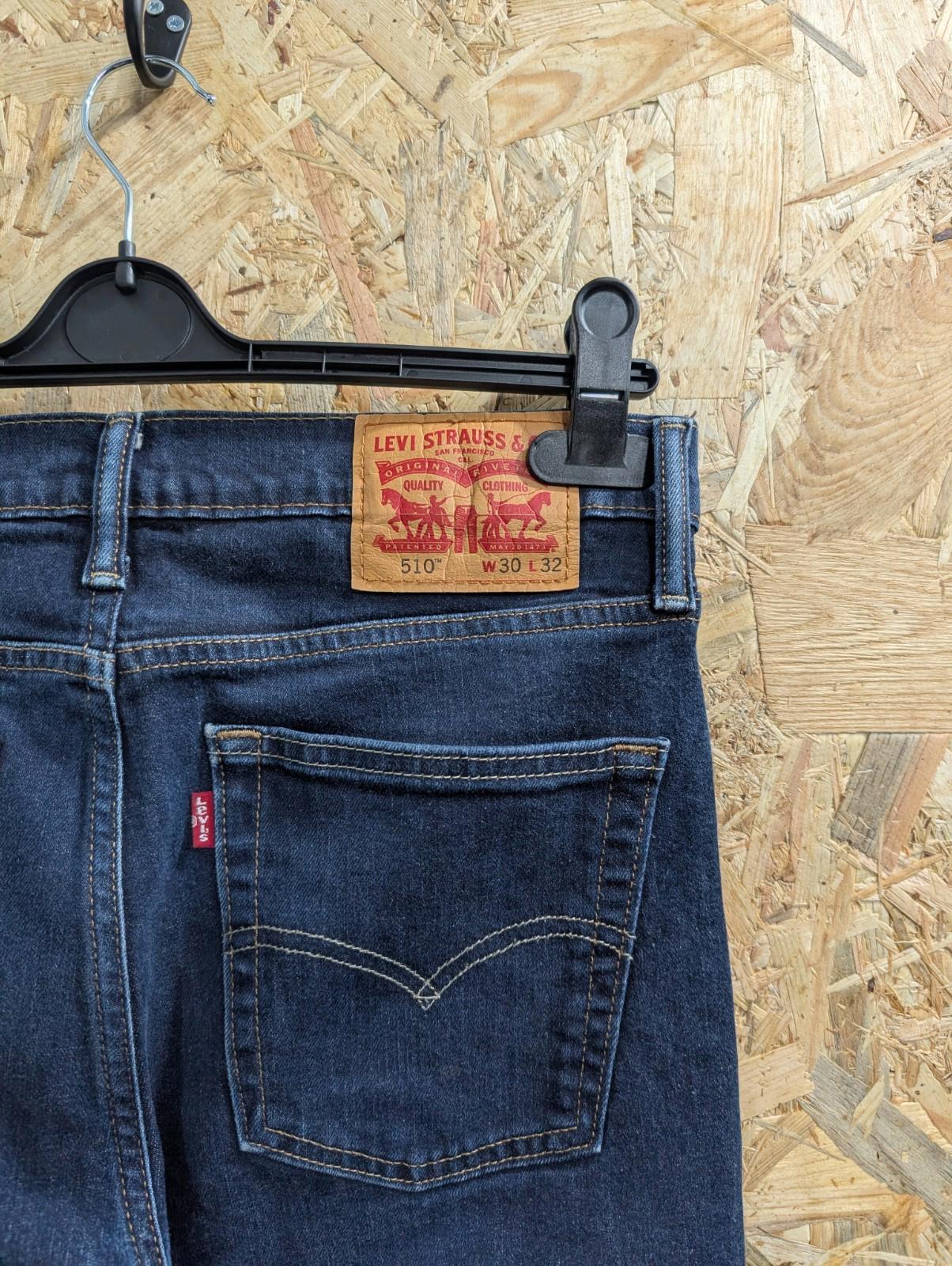 Levis 510 Skinny Jeans W30 L32 Men Navy Blue Stretch Premium Red Tab Zip Fly