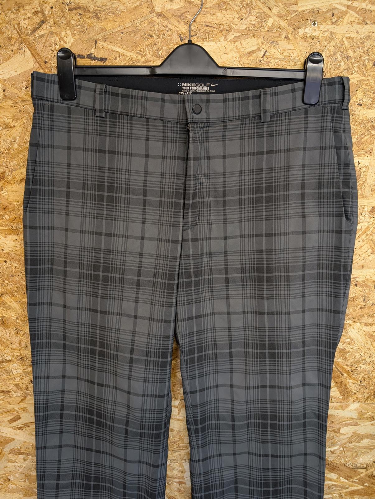 Nike Golf Trousers Size W36 L32 Dri-Fit Grey Checked Straight Leg