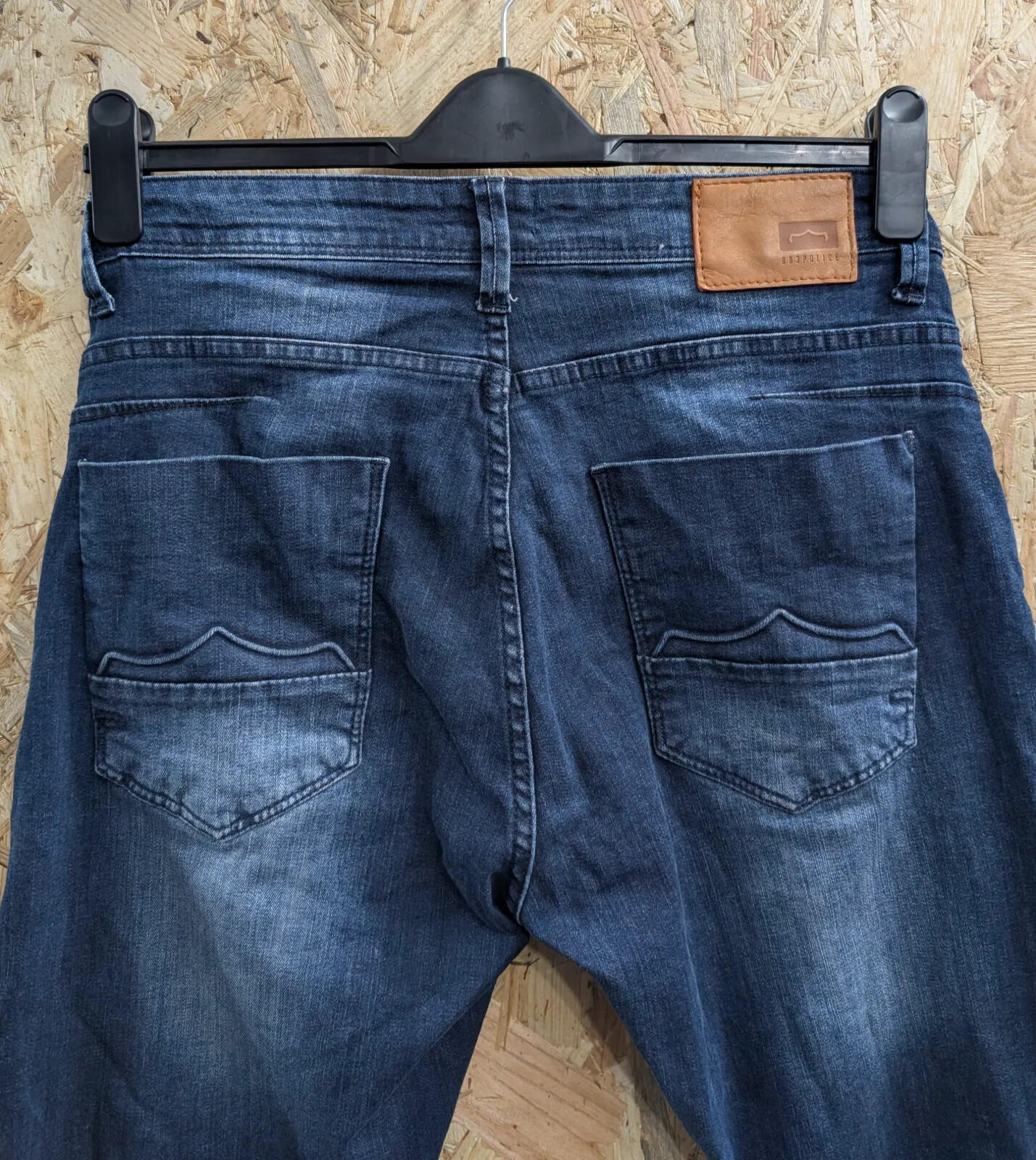 883 Police Cassady Jeans Mens W32 L34 Blue Dark Stretch Denim Slim Fit Zip Fly