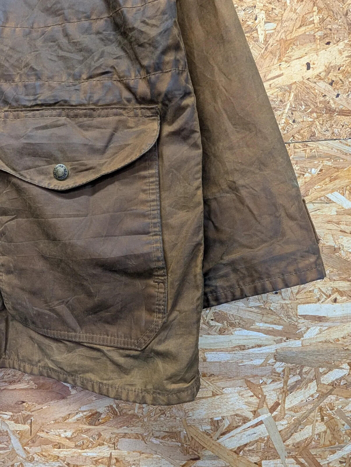 Filson Cover Cloth Mile Marker Coat Mens Large 10023 Waxed Field Jacket Brown