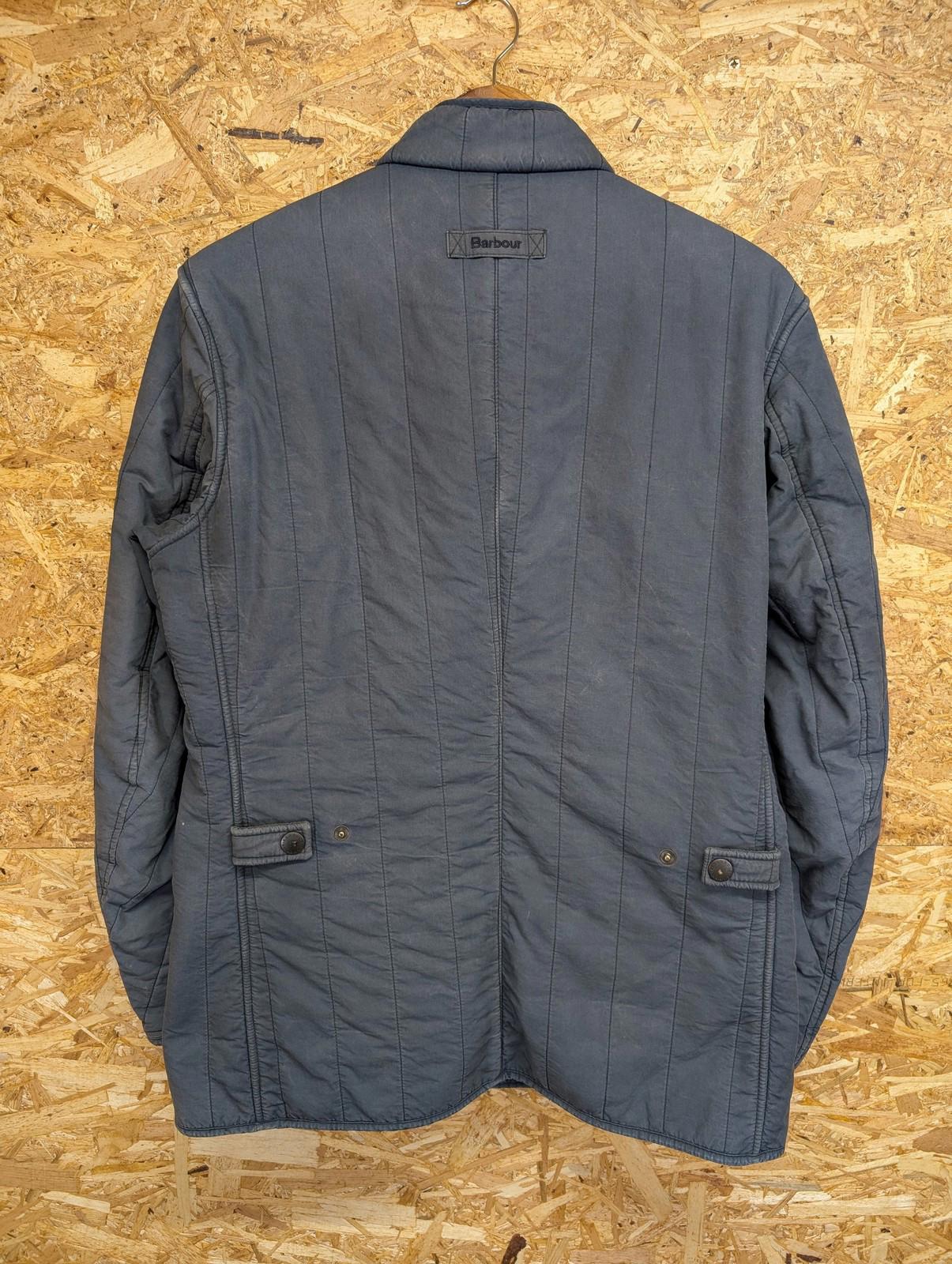 Barbour Edderton Jacket Medium Men Quilted Wax Dry Tartan Fleece Blue Coat