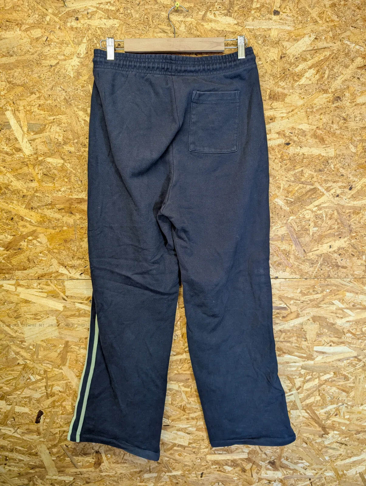 Adanola Joggers W30 L30 Navy Cotton Brushed Fleece Logo Print Striped Sweatpants