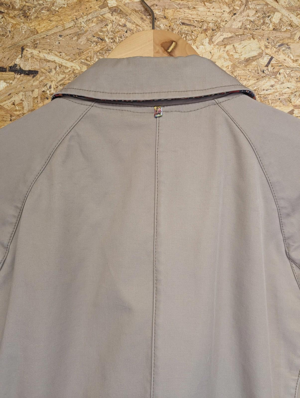 Pretty Green Mac Trench Coat Medium Men Beige Patterned Collar Overcoat