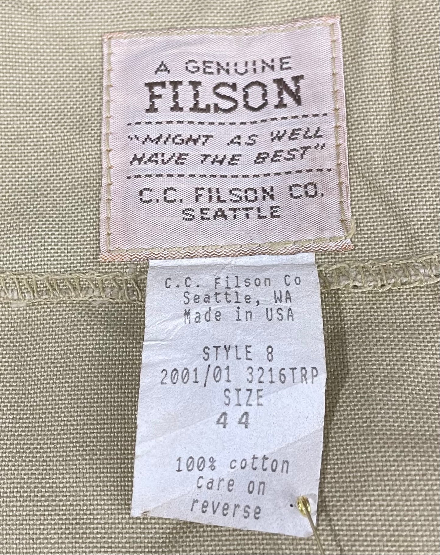 Filson Dry Tin Cruiser Vest Made In USA Style 8 Cloth Gilet Body Warmer 44 XL