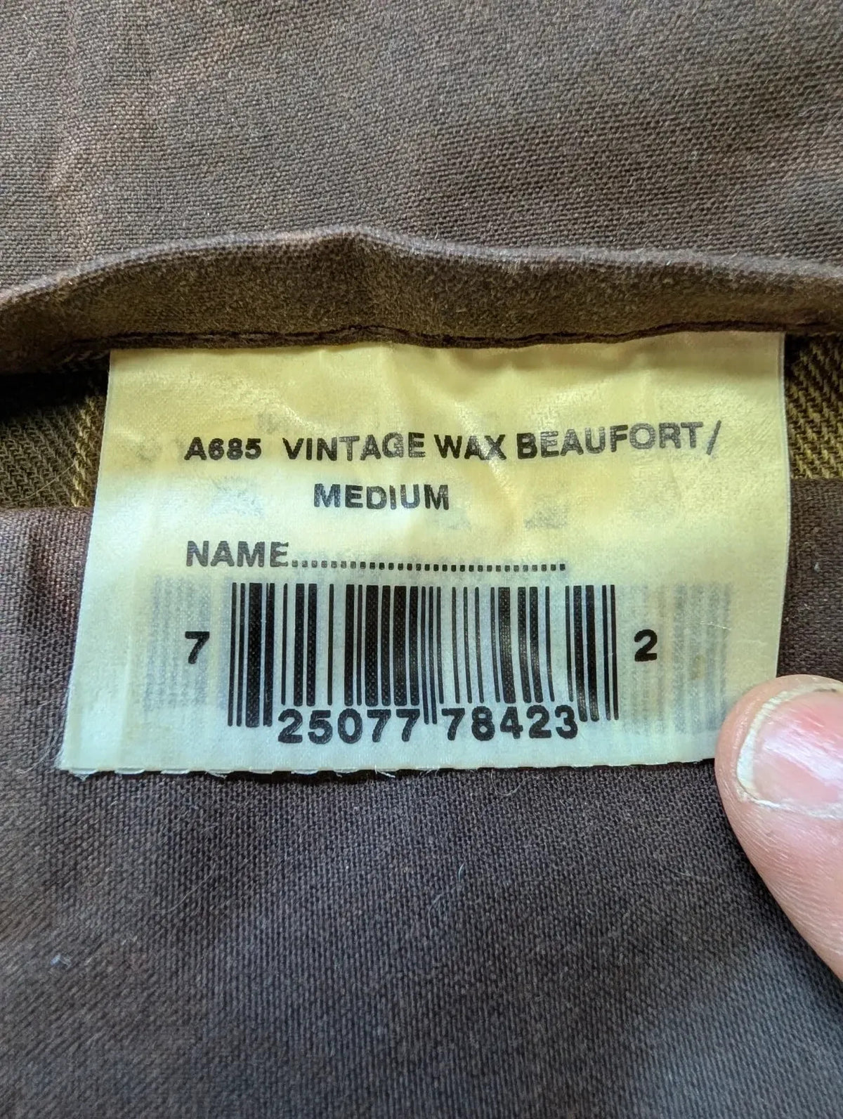 Barbour A885 Vintage Wax Beaufort Jacket Mens Medium Brown Velvet Collar 2000