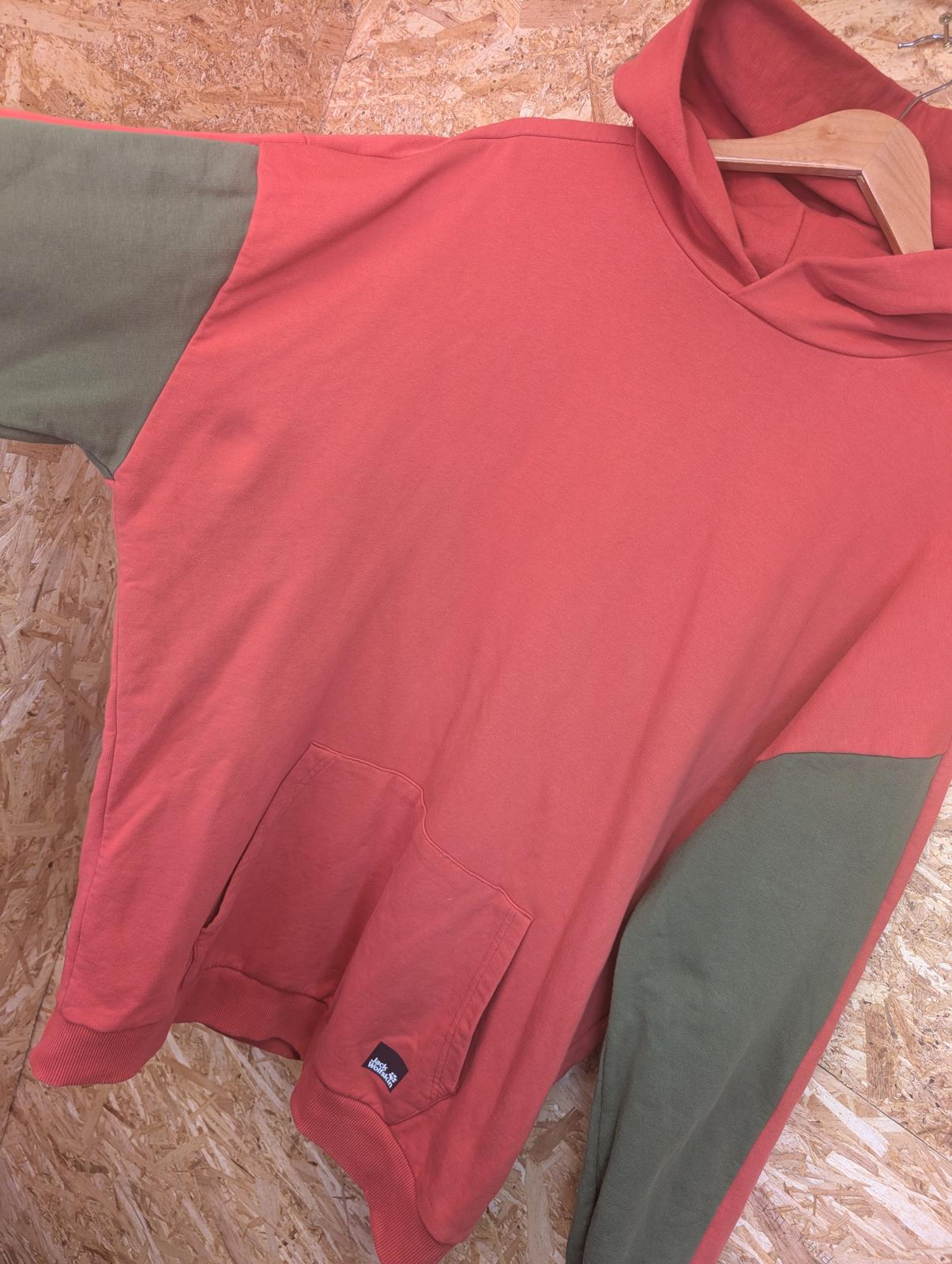 Jack Wolfskin Hoodie Mens Size Large Oversized Rust Orange Khaki Green