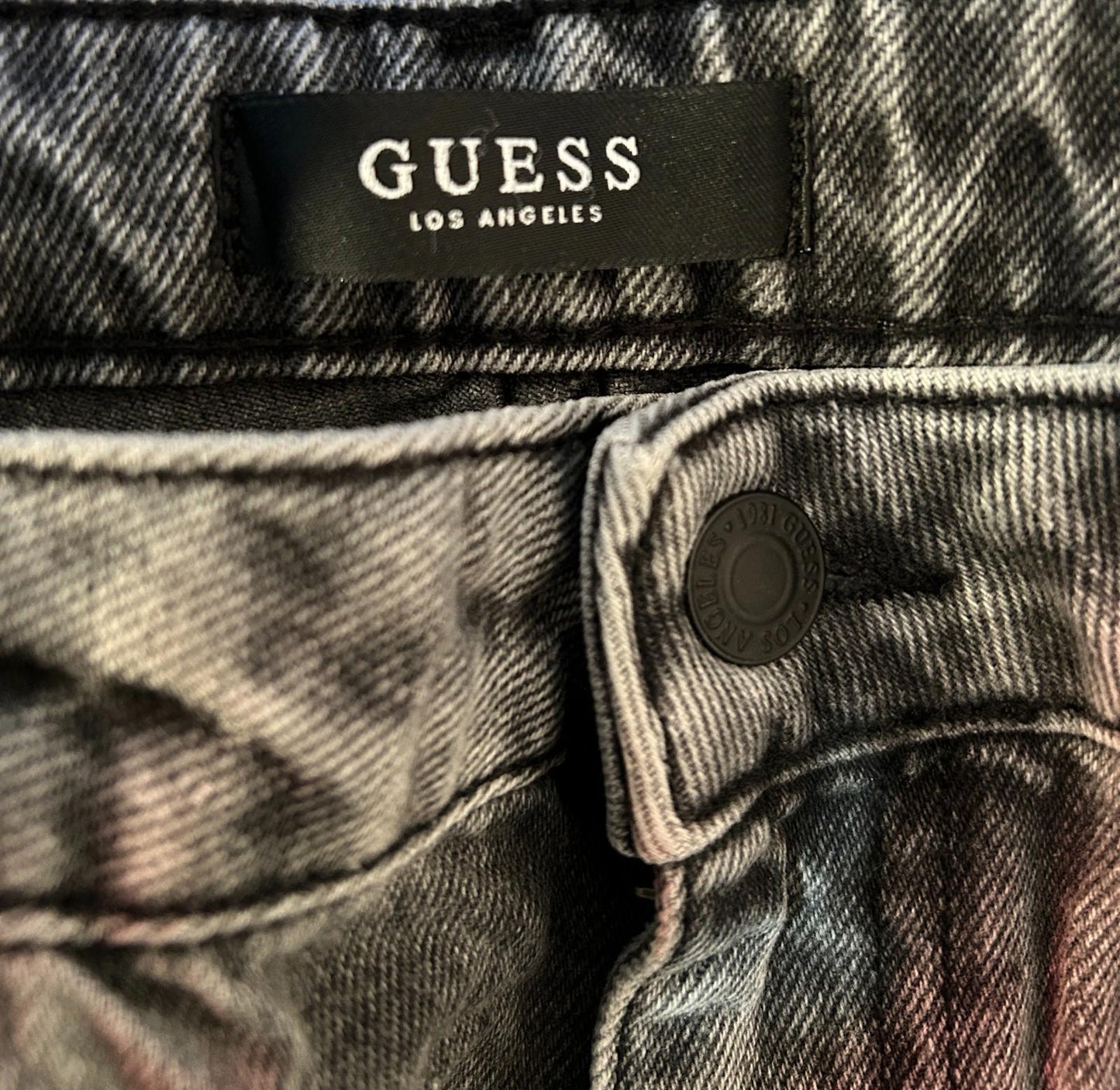 Guess 90s Jeans W30 L29 12 High Rise Flower Embroidered Black Distressed
