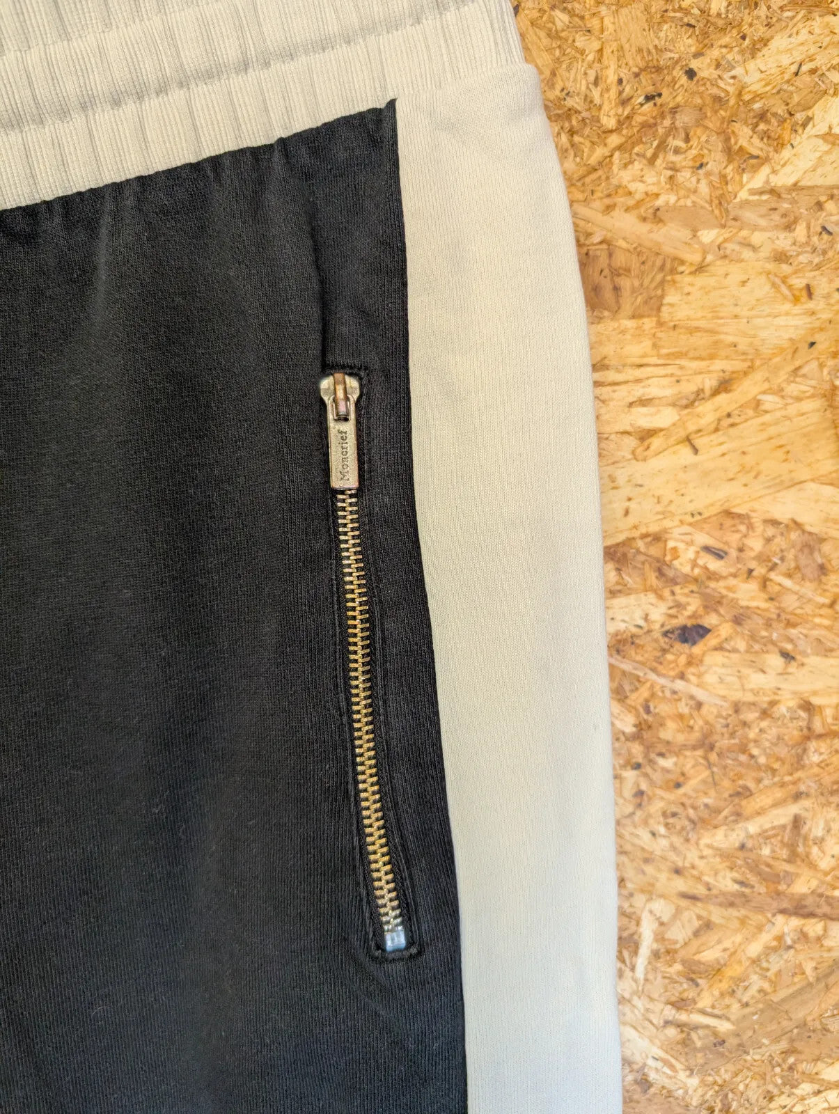 Moncrief London Joggers W32 W34 Black White Cotton Stripe Logo Zip Pocket Cuffed