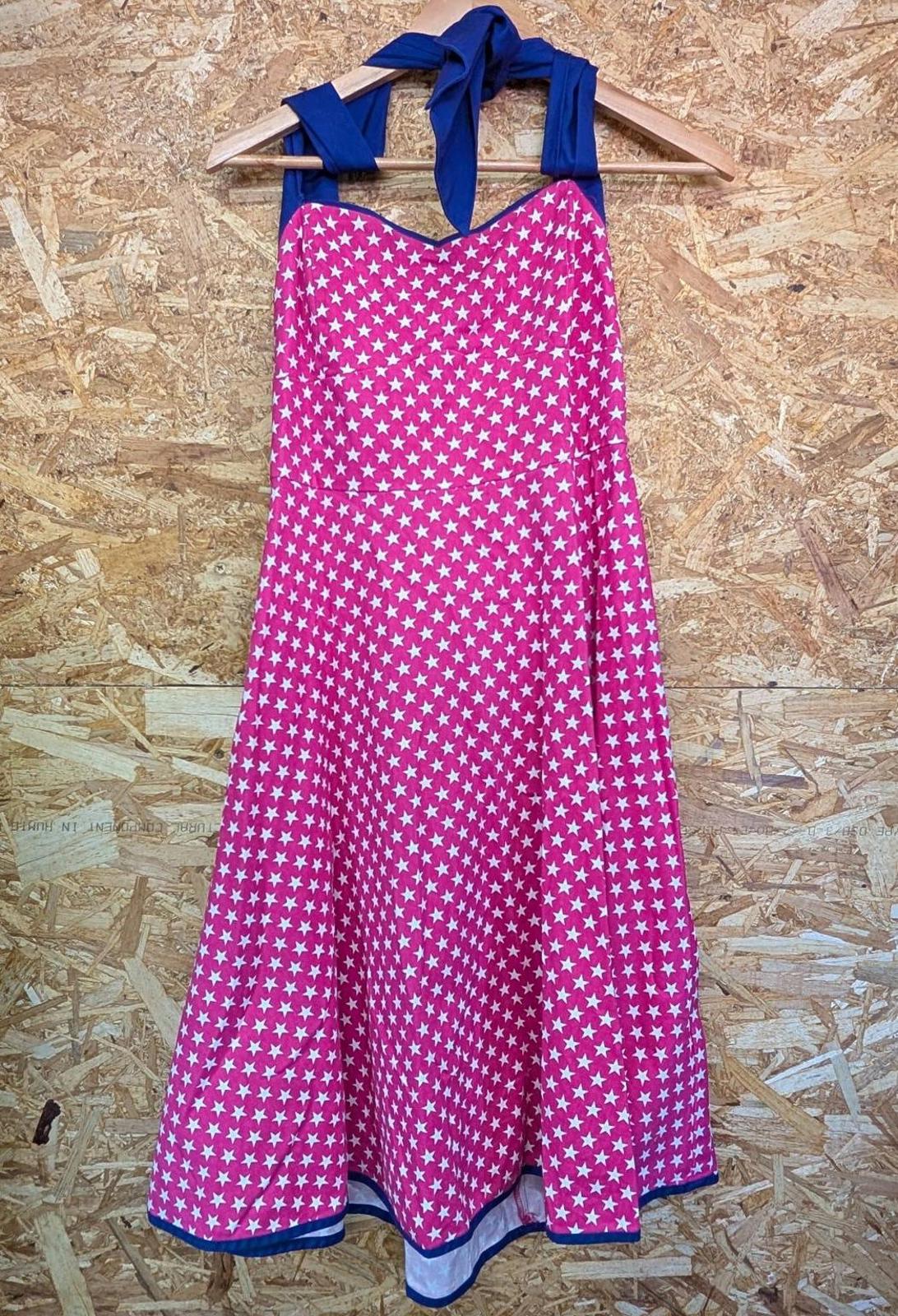 Lindy Bop Halterneck Dress Size 16 Women Pink Stars 50s Style Short Mid Length