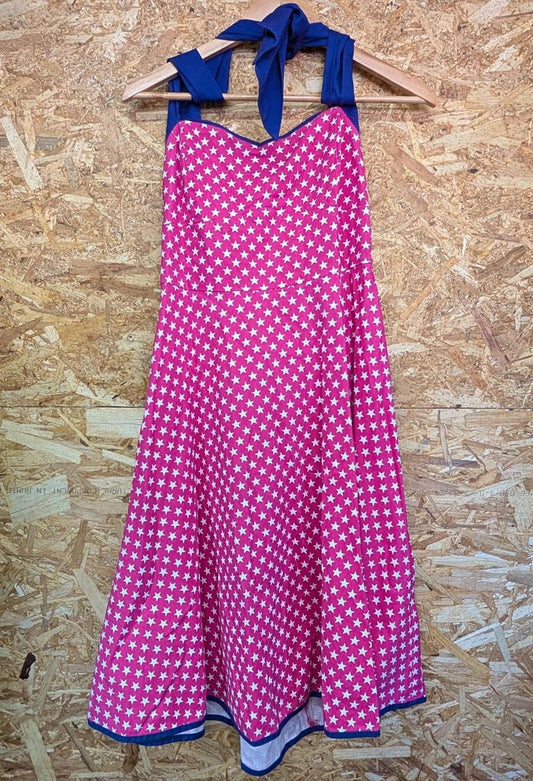 Lindy Bop Halterneck Dress Size 16 Women Pink Stars 50s Style Short Mid Length