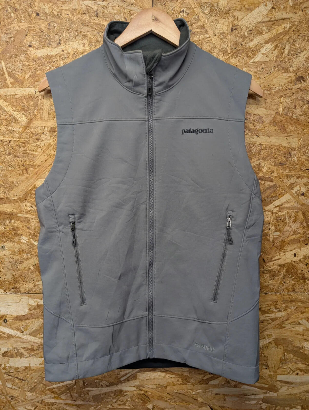 Patagonia Adze Fleece Vest Men Small Grey Polartec Zip Stretch Gilet Body Warmer