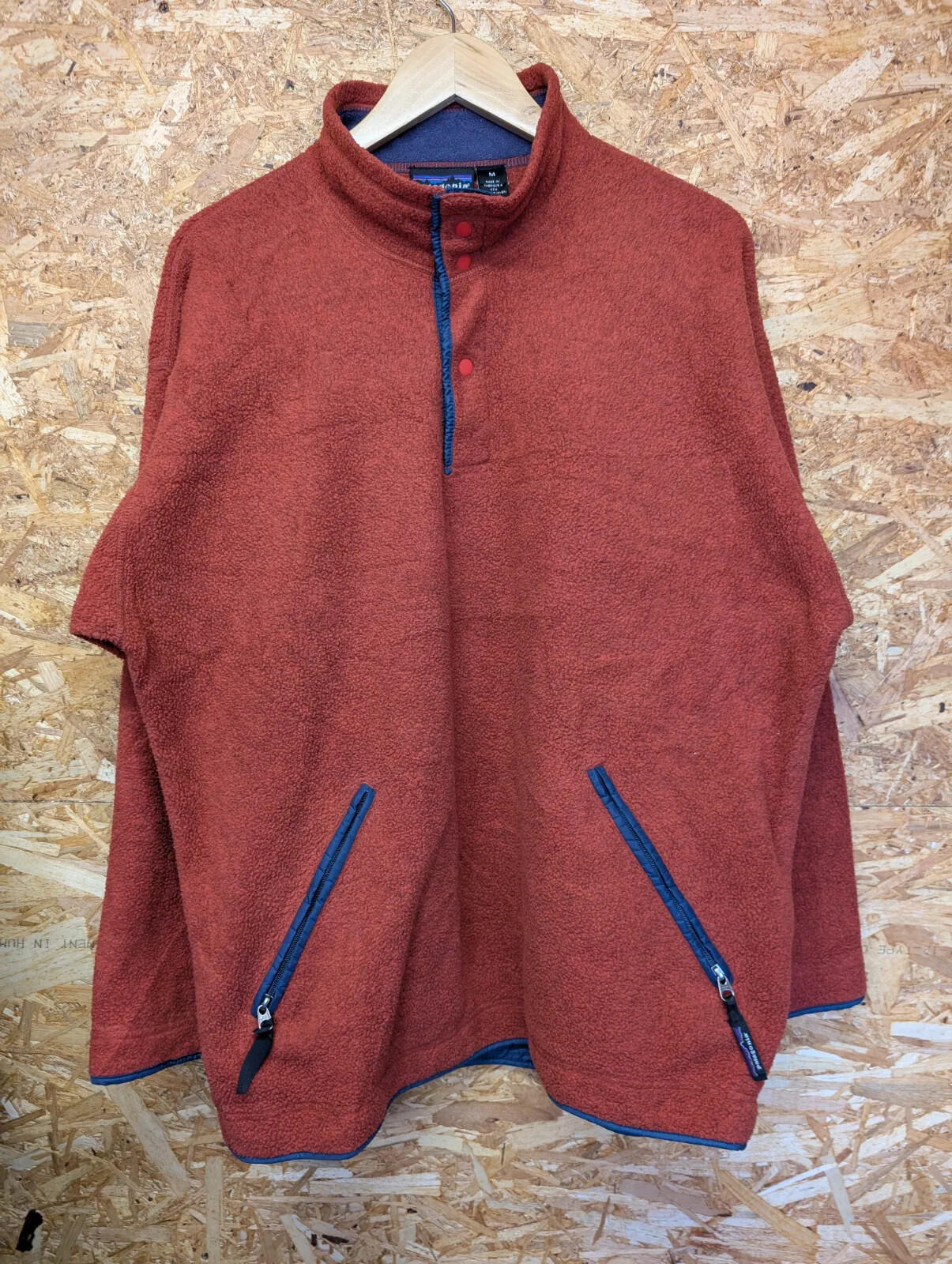 Vintage Patagonia Fleece Mens Medium Synchilla Pullover Orange Sweater USA Made