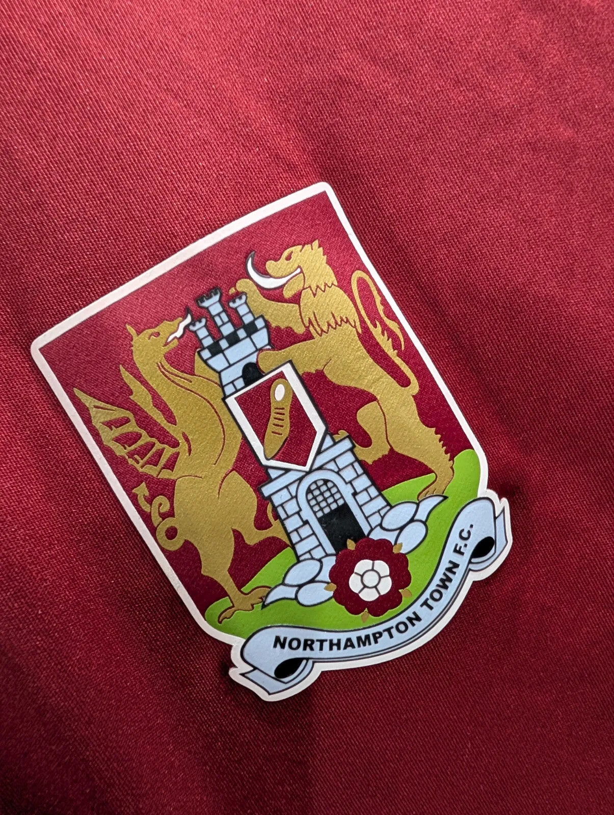 Northampton Town FC 20/21 Home Football Shirt Men Medium Burgundy S/S Hummel