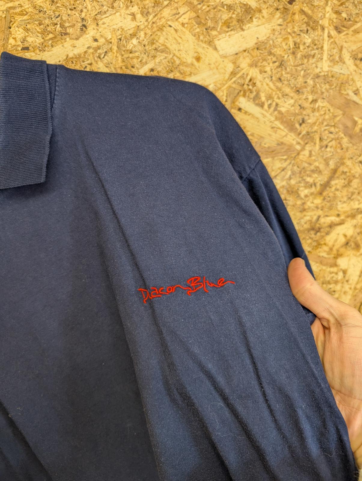 Deacon Medium Blue Polo T-Shirt Band Tour Staff Navy Blue Vintage 90s