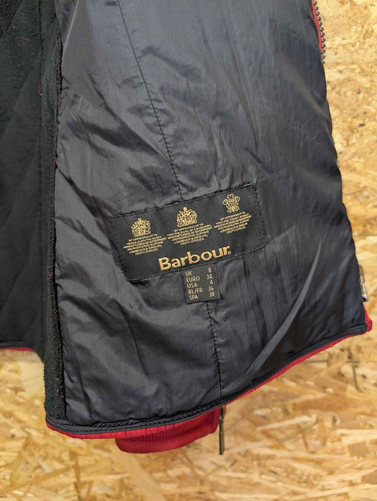 Barbour Trial Quilt Jacket UK 8 Women Full Zip Pockets Red Fleece Lined Padded
