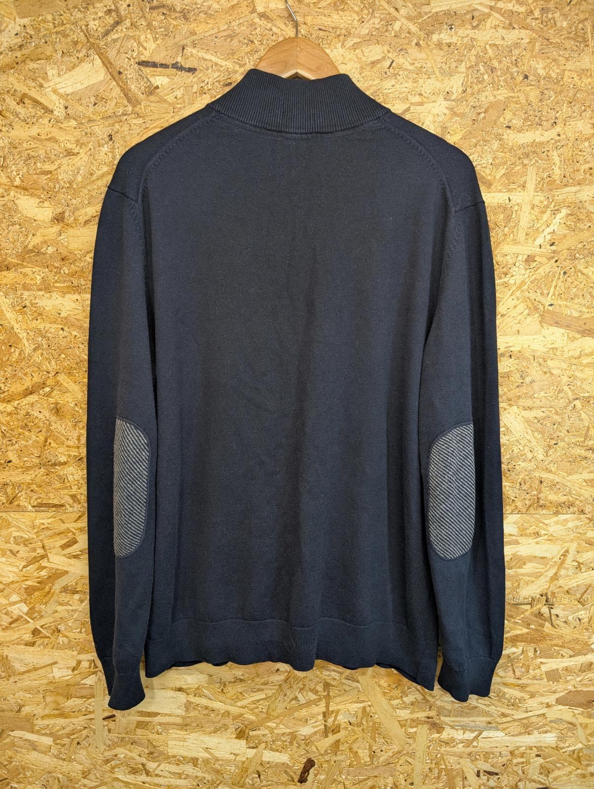 Hugo Boss Navy Blue Mens XL Sweater Cotton Wool Collared 1/4 Zip