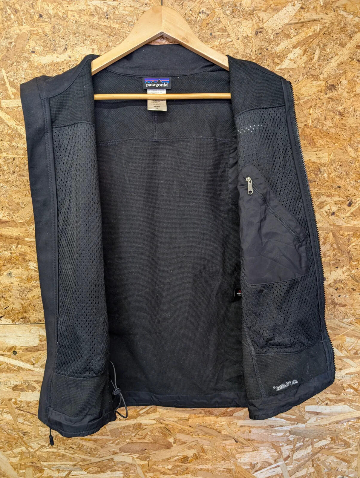 Patagonia Adze Fleece Vest Mens Small Black Polartec Full Zip Stretch Gilet