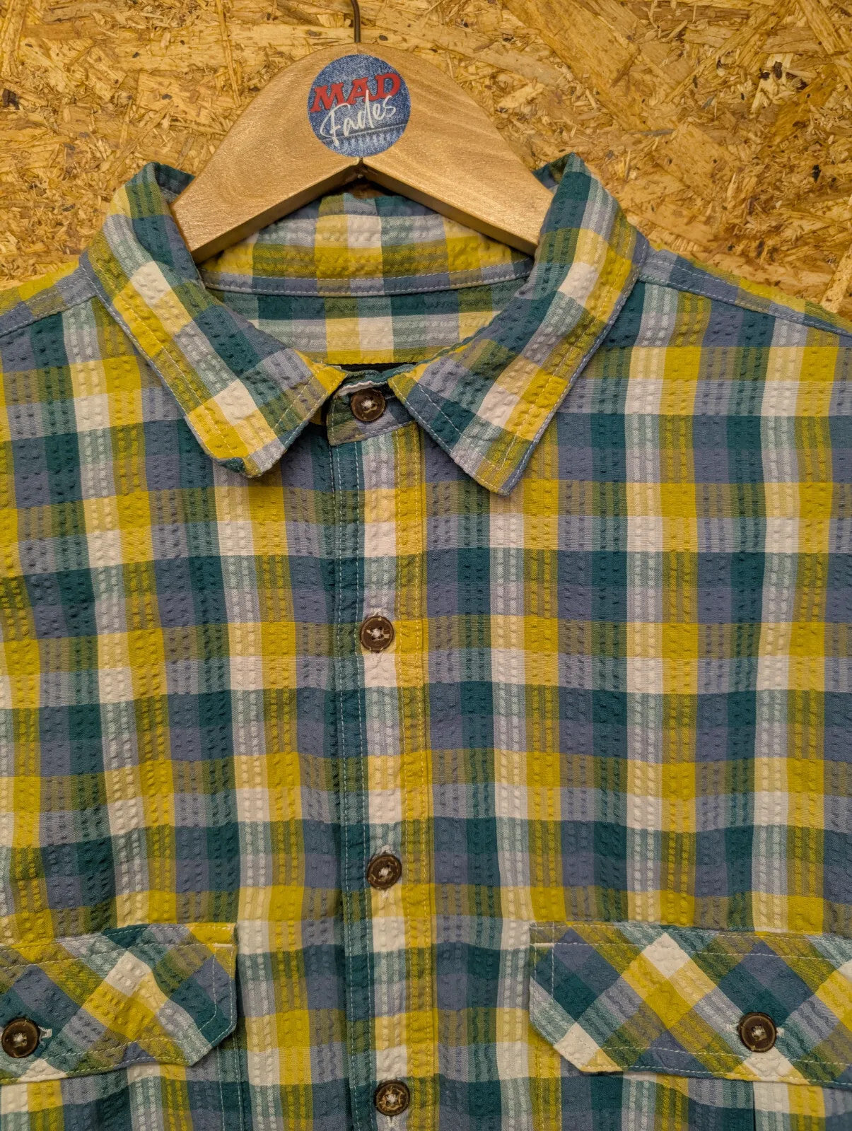 Vintage Patagonia Pocket Shirt Large Blue Yellow Plaid Check Lightweight L/S 90s