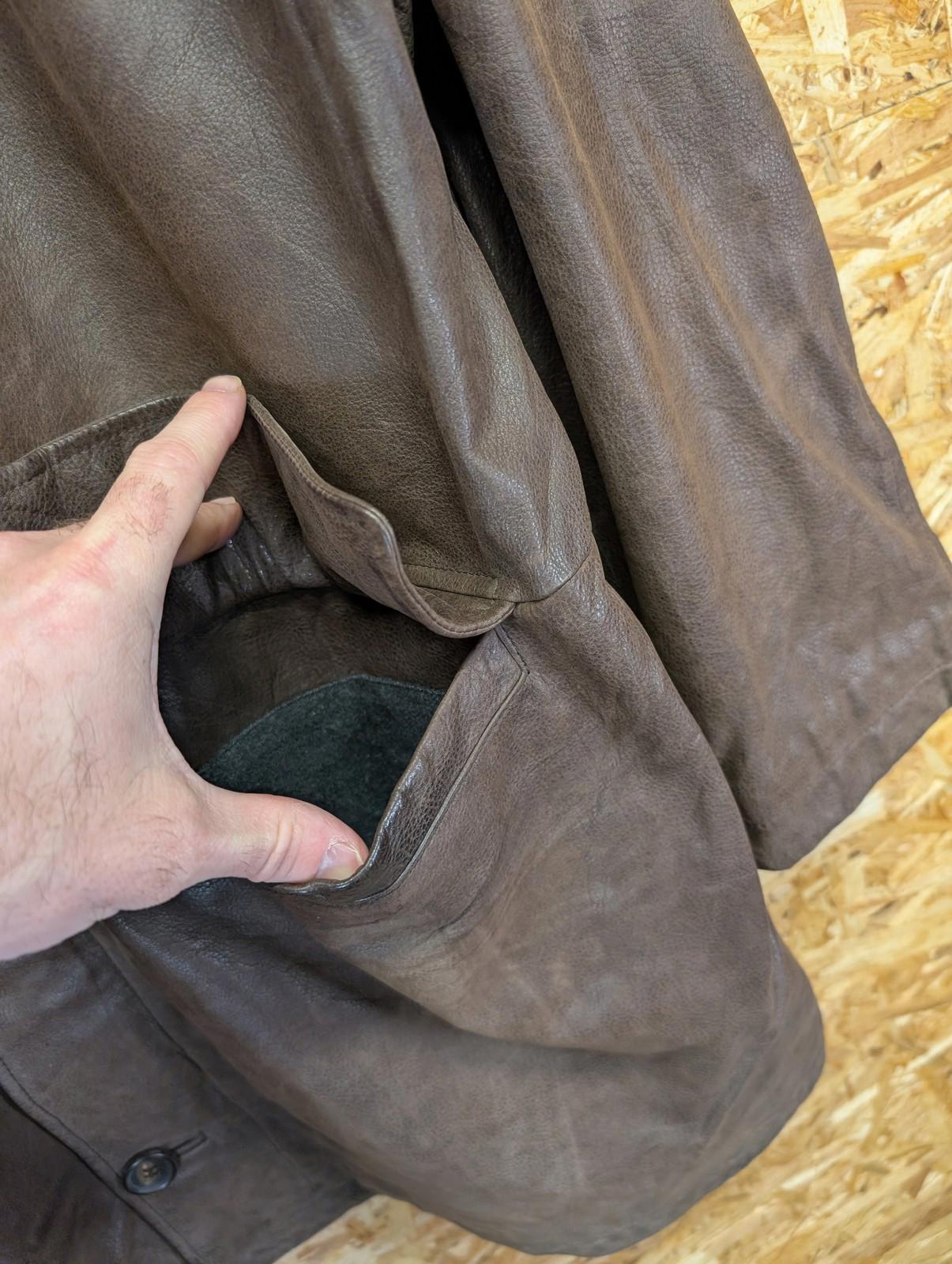 Hugo Boss Leather Coat XL 44 Men Brown Vintage 90s Padded Lined Heavy Duty