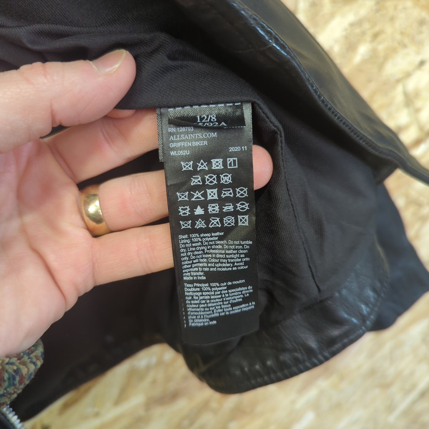All Saints Griffen Black Leather Biker Jacket Motorbike Size UK 12 Medium