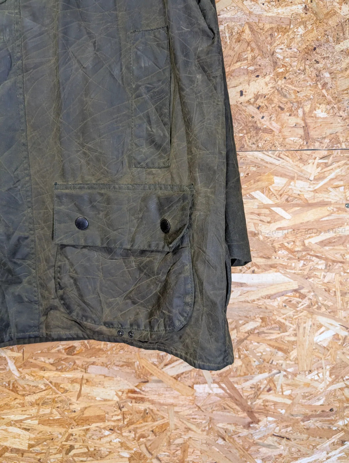 Vintage Barbour Beaufort Wax Jacket Men XL C44 112cm Olive Green A150 Cotton 90s