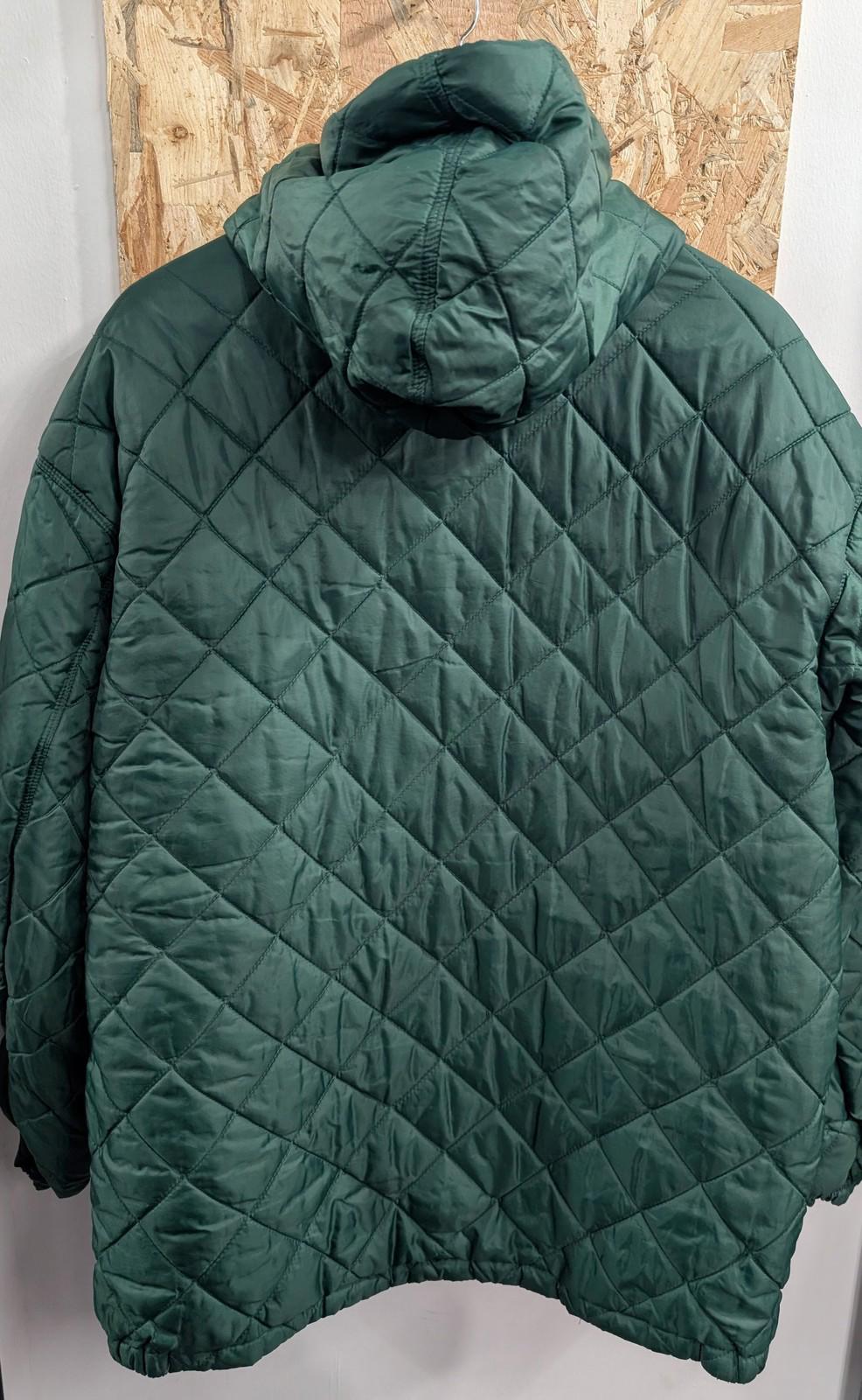 Starter Quilted Jacket Large Men Hooded Reversible Green Black Nylon USA
