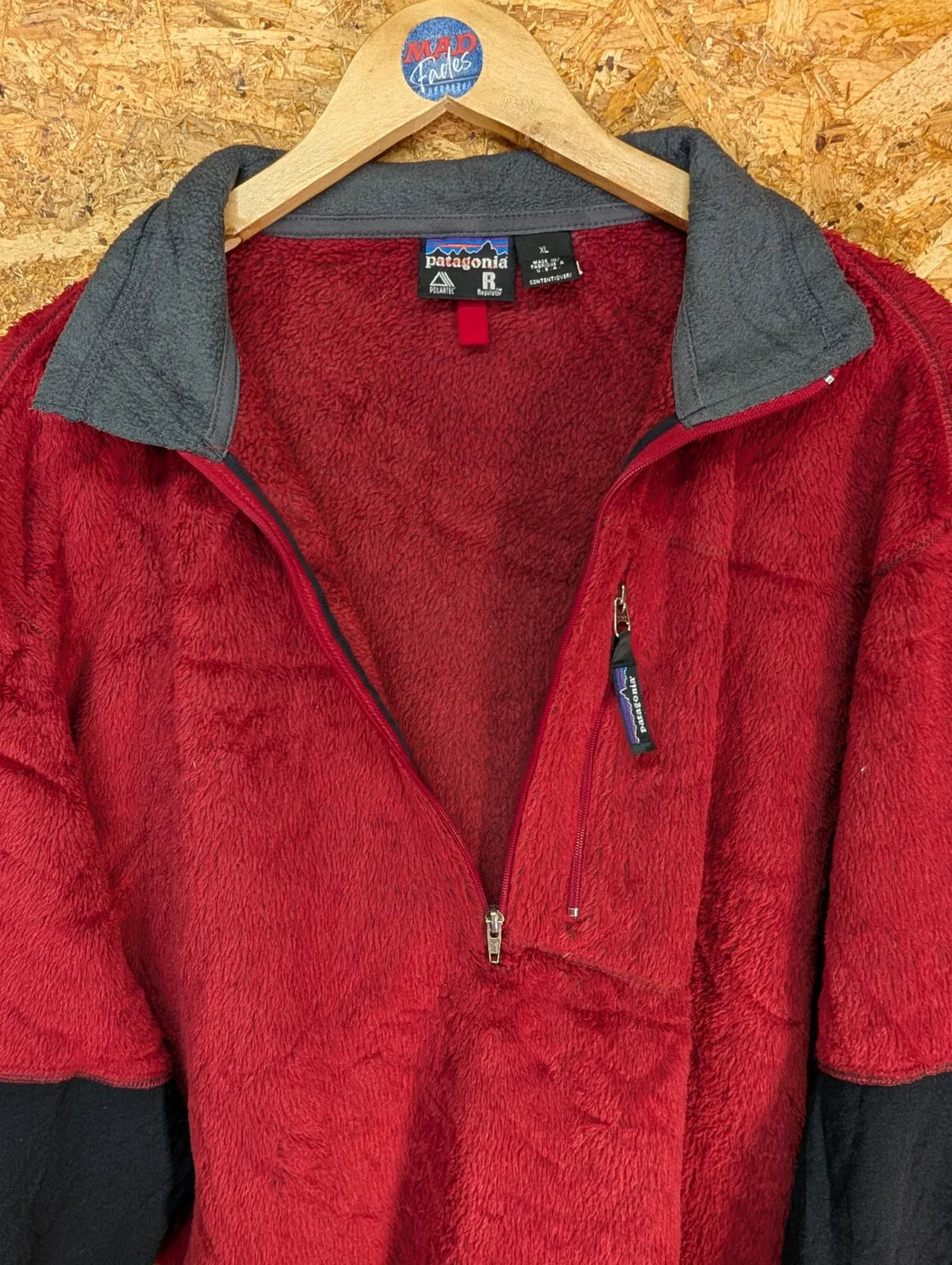 Vintage 90s Patagonia R1 Fleece Mens XL Burgundy Red Polartec Logo 1/4 Zip