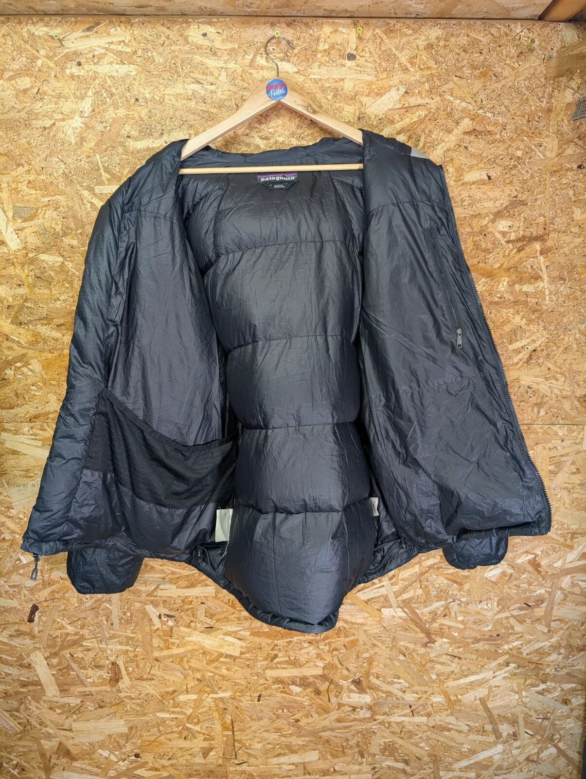 Patagonia Fitz Roy Down Hoody Jacket Mens Large Black Goosedown Feather Puffer