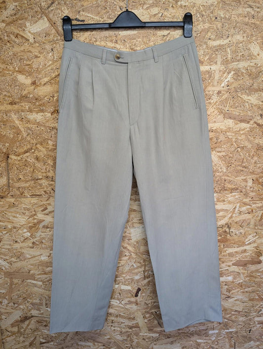 Burberry Leisure Trousers W30 L29 Men Pleated Beige Cream Baggy Fit Vintage 80s