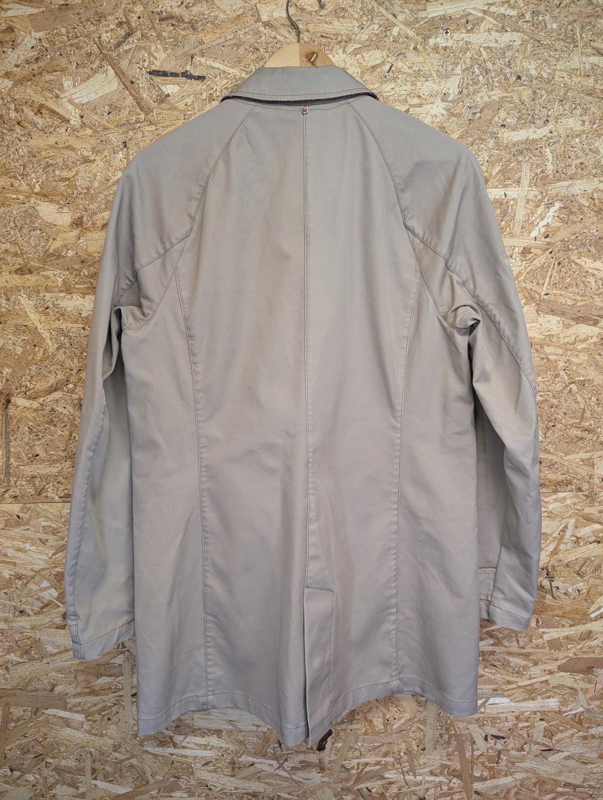 Pretty Green Mac Trench Coat Medium Men Beige Patterned Collar Overcoat