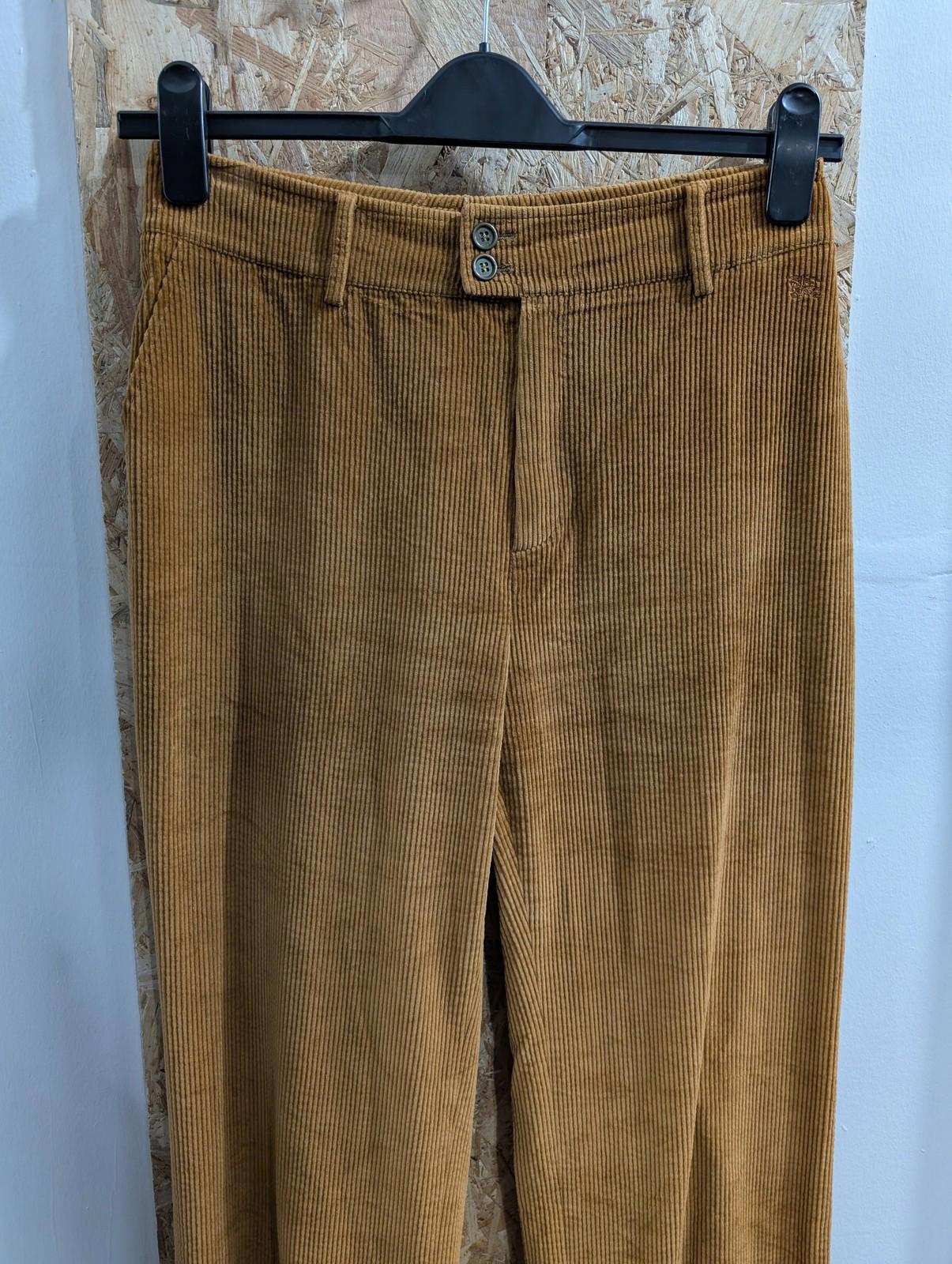Burberry Trousers UK 12 W28 L29 Women Corduroy High Waist Tan Brown London Pleated