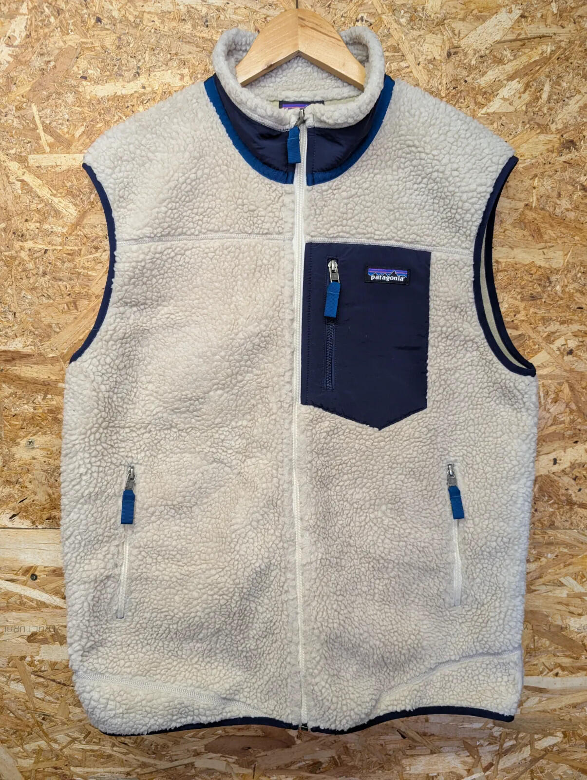 Patagonia Oatmeal Retro-X Pile Fleece Large Vest Zip Cream Gilet Bodywarmer