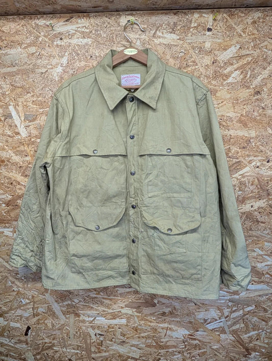 Filson Waxed Cotton Field Jacket Mens 46 Olive Snap Front Outdoor Workwear