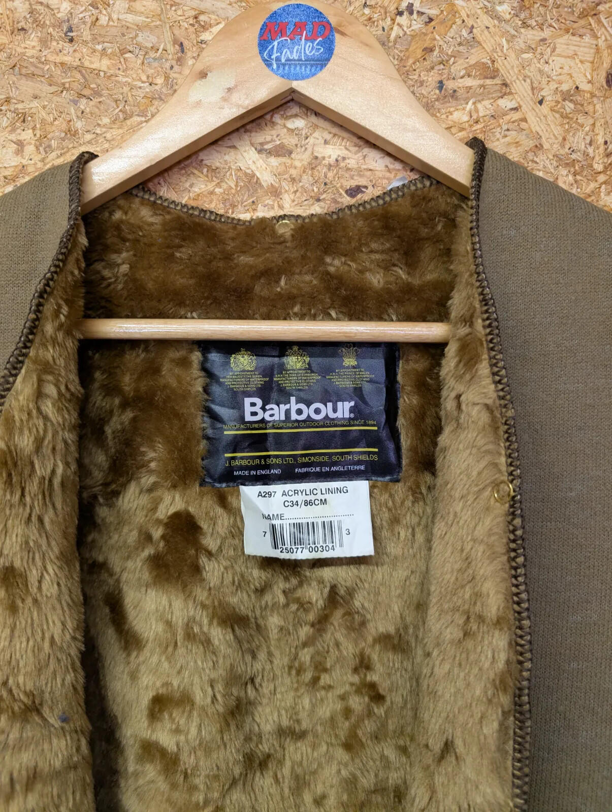 C34 Unisex Barbour Warm Pile Lining A297 Attachable Inner Vest Gilet Wax Jacket