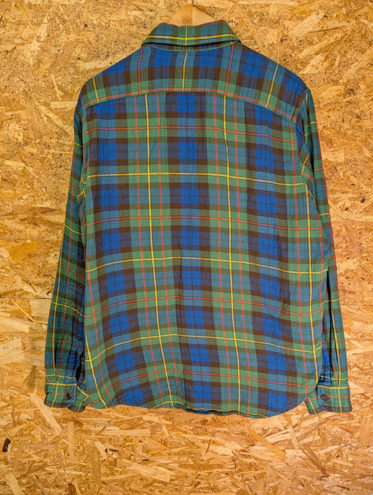 Vintage Ralph Lauren Lined Shirt Mens Large Green Blue Cotton Flannel Plaid 90s