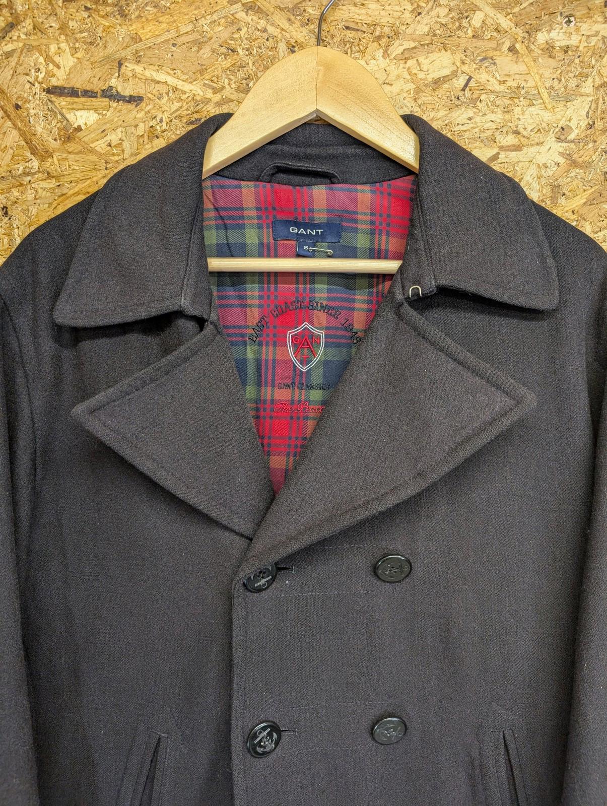 Gant Pea Coat Small Men Wool Blend Vintage Navy Blue Warm Lined Classic USA