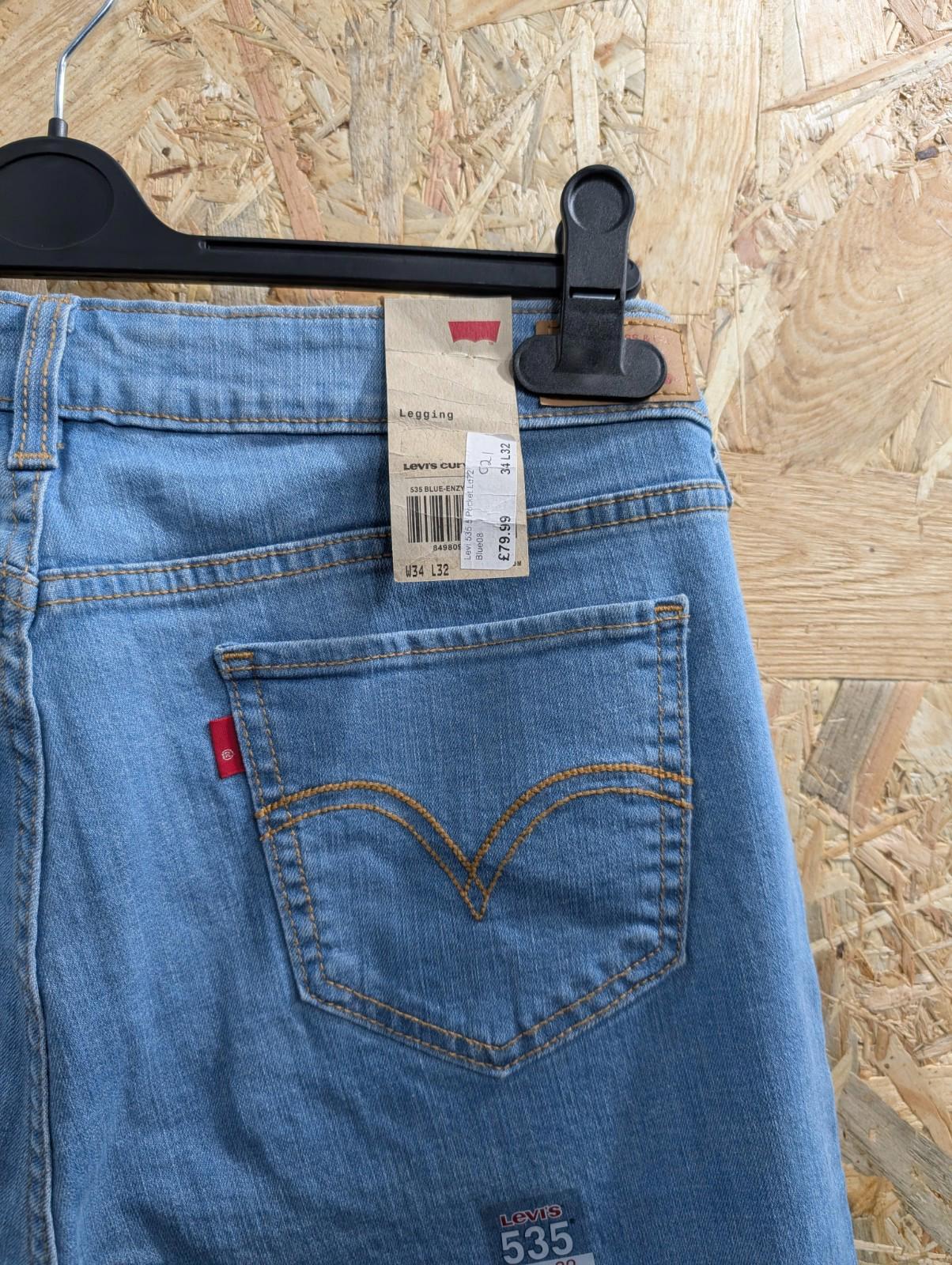 Levis 535 Skinny Jeans Size 16 W34 L32 Women Light Blue Stretch Slim Legging