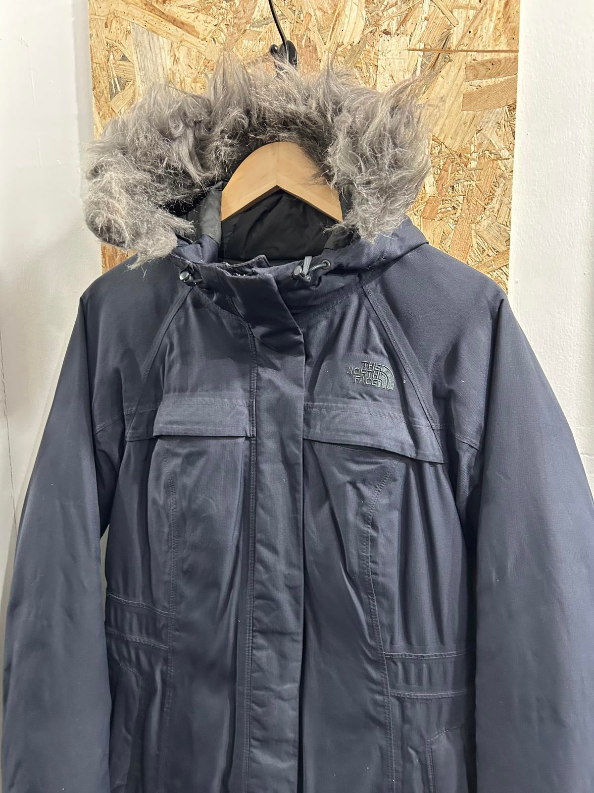 North Face Parka Womens Size Small 8 Midnight Blue Goose Down Puffer Coat TNF
