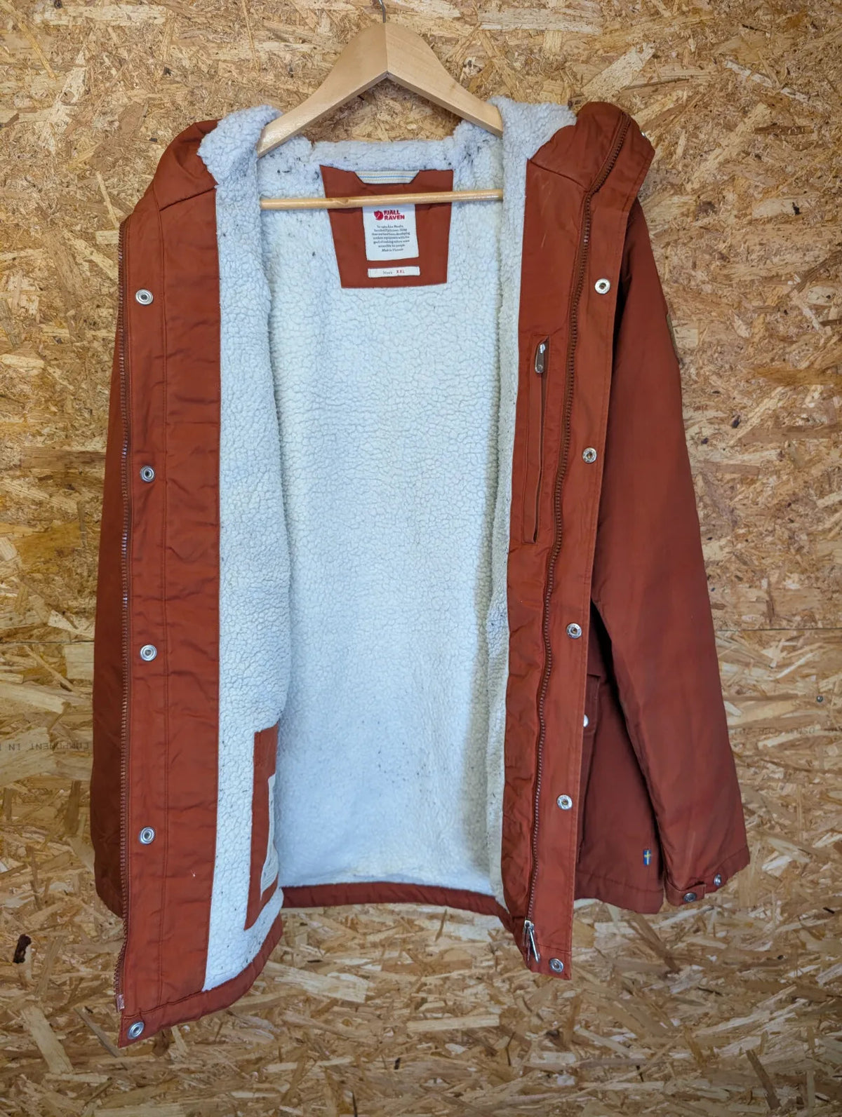 Fjallraven Greenland Winter Jacket Men XXL Rust Orange G1000 Fleece Lined Wax