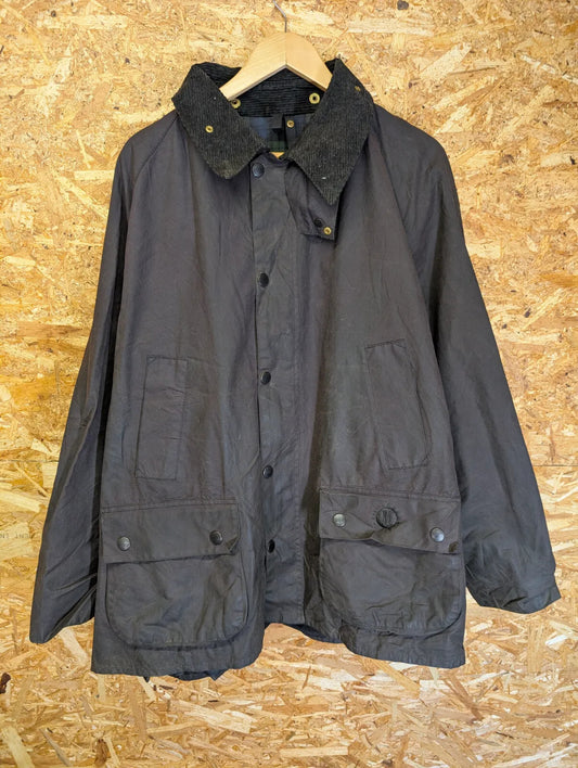 Vintage Barbour Bedale Wax Jacket Mens C48 122Cm Black Cord Collar England 90s