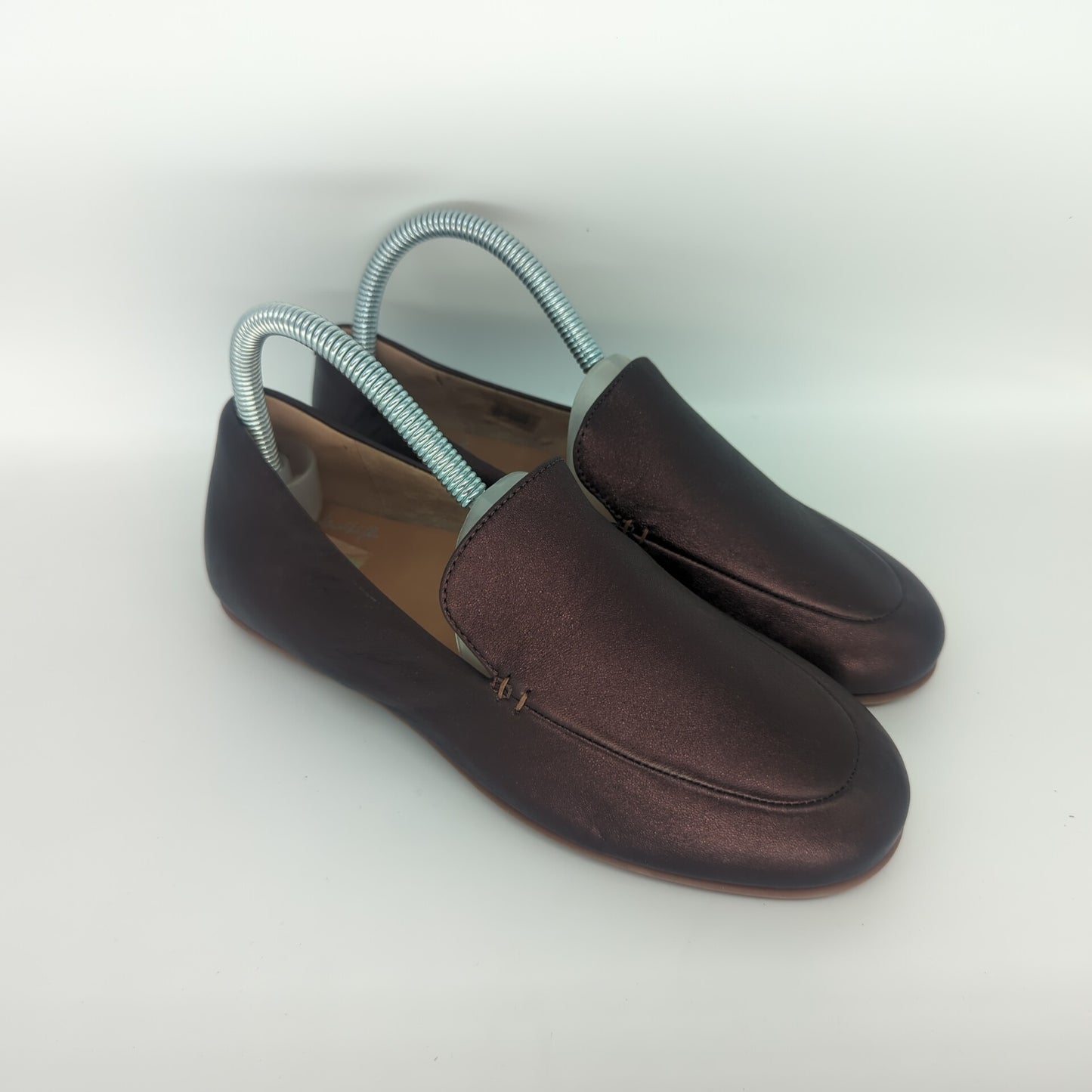 Fitflop Lena Bronze Brown Flat Loafers Ballet Shoes Leather UK Size 4 Eu 37 New